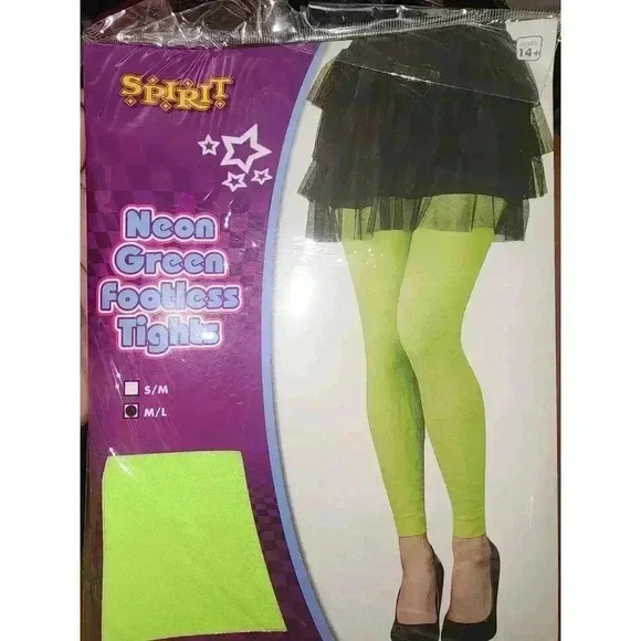 Neon Green Footless Tights - Picture 1 of 1